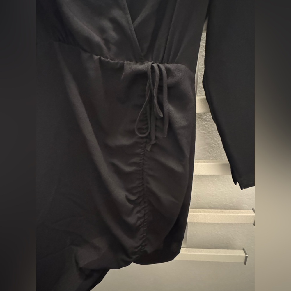 ZARA Black Long Sleeve V Neck Dress size Small - Picture 3 of 6